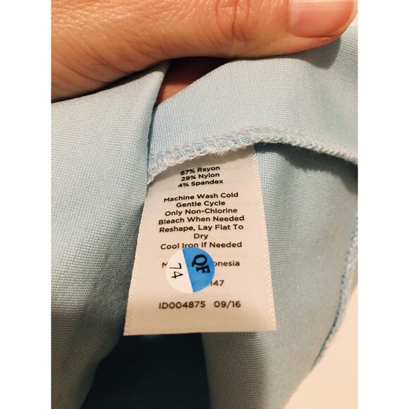 Talbots Blouse Top Casual Shirt Sky Blue Scale Short Sleeve Size M - Picture 5 of 8